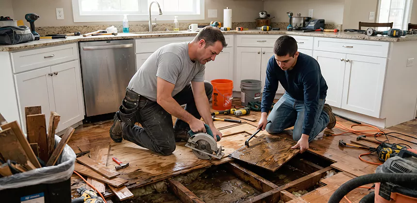 Kitchen Floor Water Damage Repair in Sandy